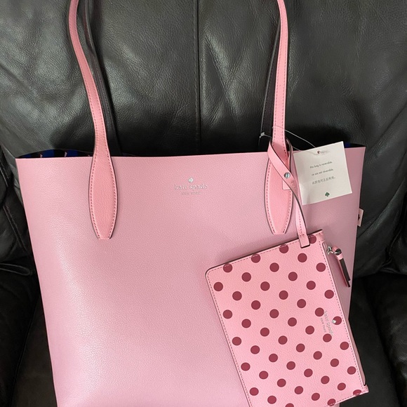 Kate spade NWT reversible leather tote & wristlet - Picture 3 of 7